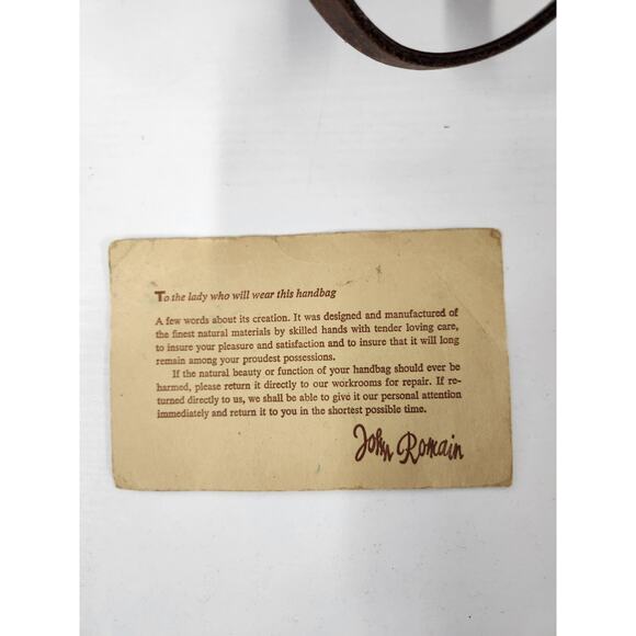 Rare Vintage Designer John Romain Leather Tweed Handbag 60s, 70s, In Brown/Beige - Picture 15 of 16